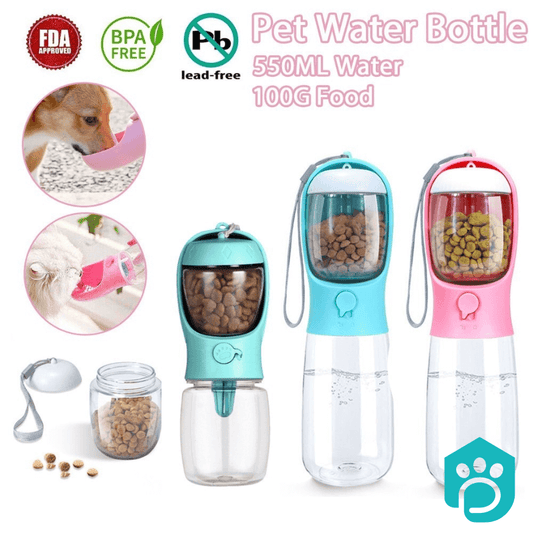 Portable Dog Water Bottle with Food Storage